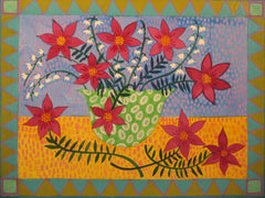 Purple Flowers in Polka Dot Vase