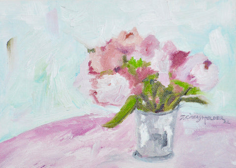Peonies in a Silver Cup